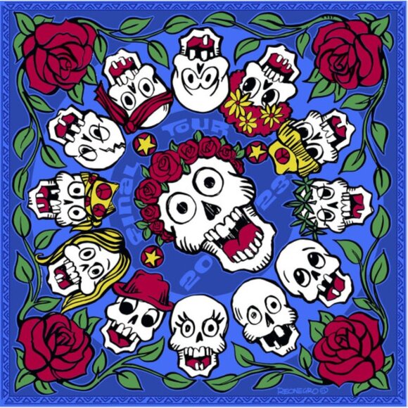 Grateful Dead Last Tour Bandana ~ by Tony Reonegro ~ 22" x 22" ~ Brand New! - Picture 1 of 2